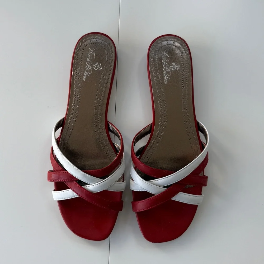 Brooks Brothers Red and White Women's Sandals - Picture 2 of 6